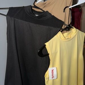 3 Sleeveless Mock Neck Tops - Black by
